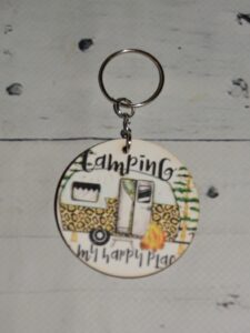 Animal Print Caravan Wooden Keyring