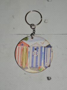 Beach Bungalows Wooden Keyring