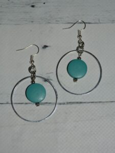 Turquoise Disc and Hoop Earrings