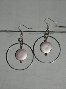 Metallic Pink Disc and Hoop Earrings