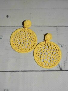 Bright Yellow Woven Fashion Earrings