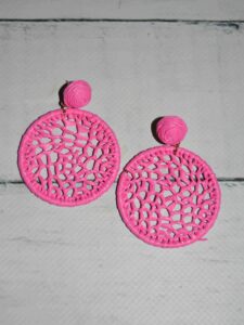 Bright Pink Woven Fashion Earrings