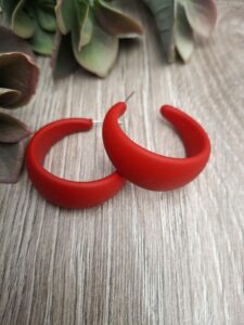 Red Matt Hoop Earrings